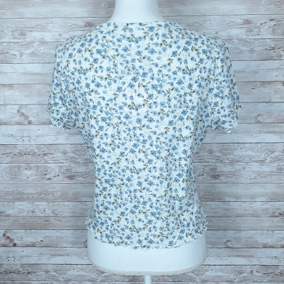 Hippie Rose Crop Top XL Blue Floral 821 - Picture 3 of 6